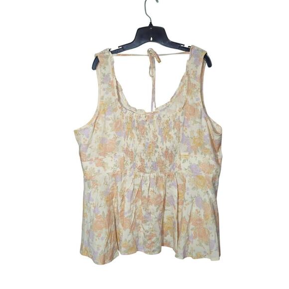 NWT Torrid Babydoll Challis Corset Top Sleeveless Smocked Tie Back Floral Sz 3x - Picture 2 of 7